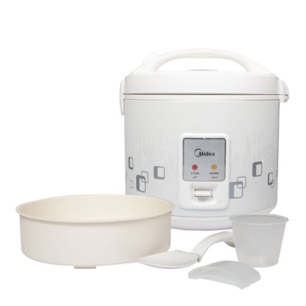 This rice cooker & warmer features easy one-touch operation