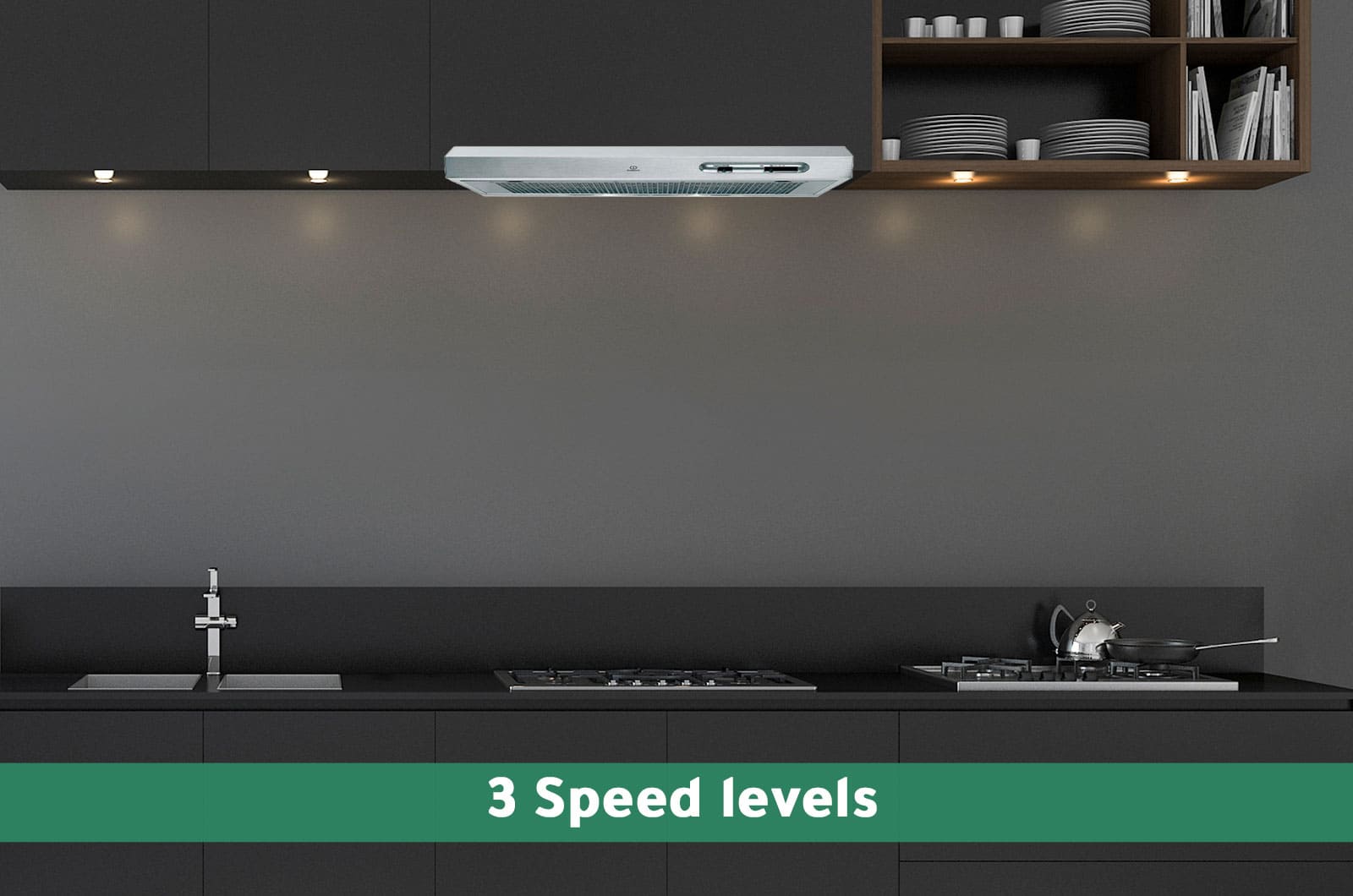 Ariston Built-In Wall Mounted Cooker Hood - 3 Speeds - grey 1 H191.2 IXeng 1