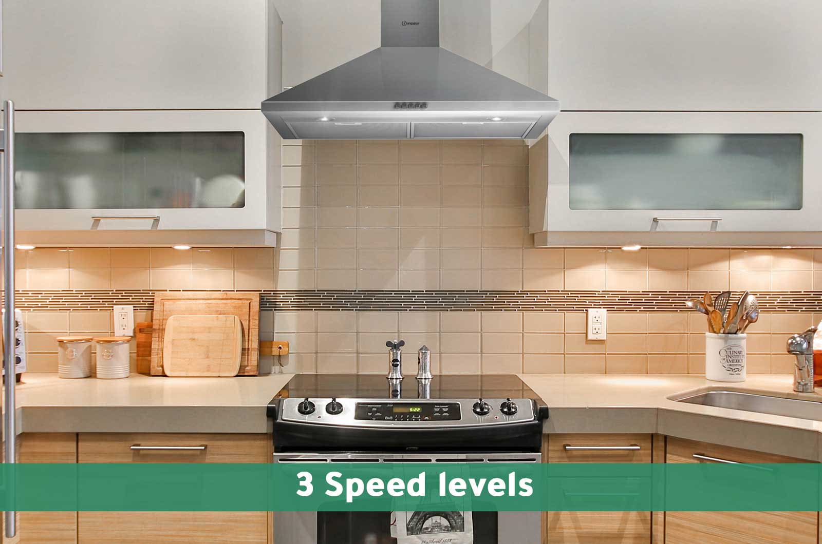 Indesit Free-Standing Wall Mounted Chimney Cooker Hood - 3 Speeds - grey - 50x68.5 cm 1 IHP9.5CM IXeng 1