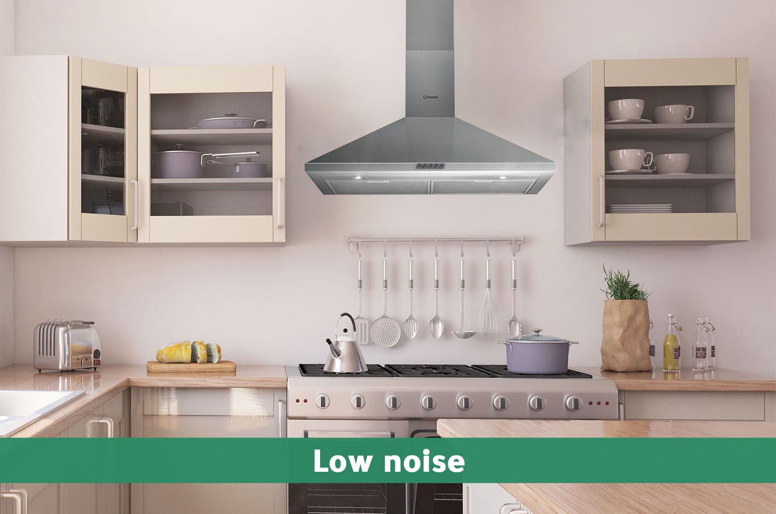 Indesit Free-Standing Wall Mounted Chimney Cooker Hood - 3 Speeds - grey - 50x68.5 cm 3 IHP9.5CM IXeng 3