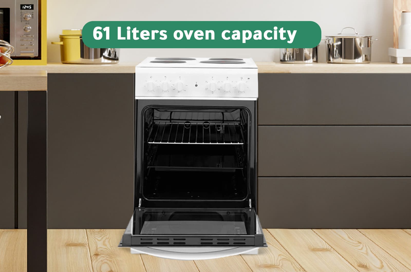Indesit Free-standing Electric Oven - 4 Burners With Grill - White - 60x85 cm 1 IS5E4KHWeng 1